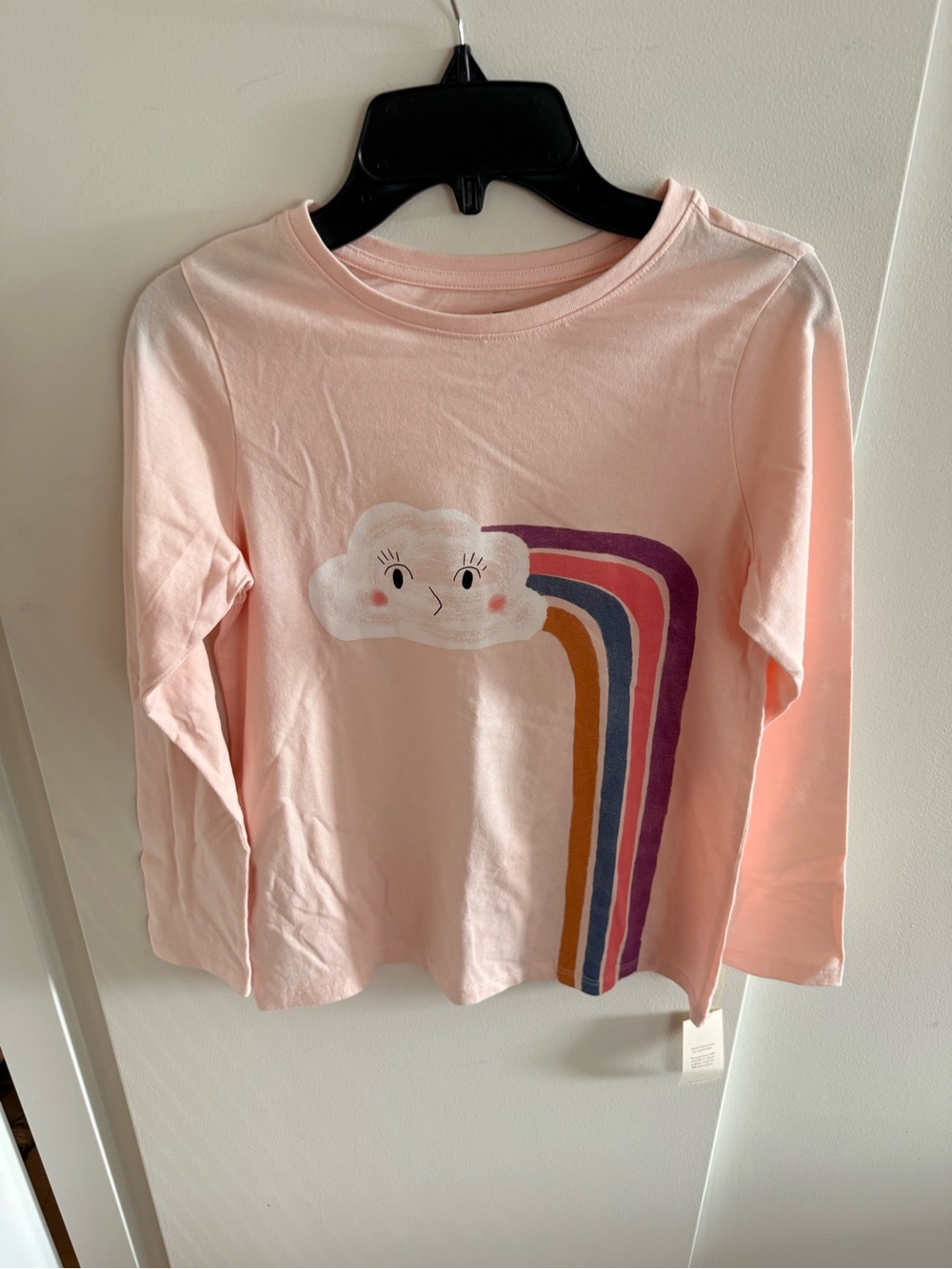 Tea Collection Pink Long-Sleeve Top with Cloud & Rainbow Graphic size 12